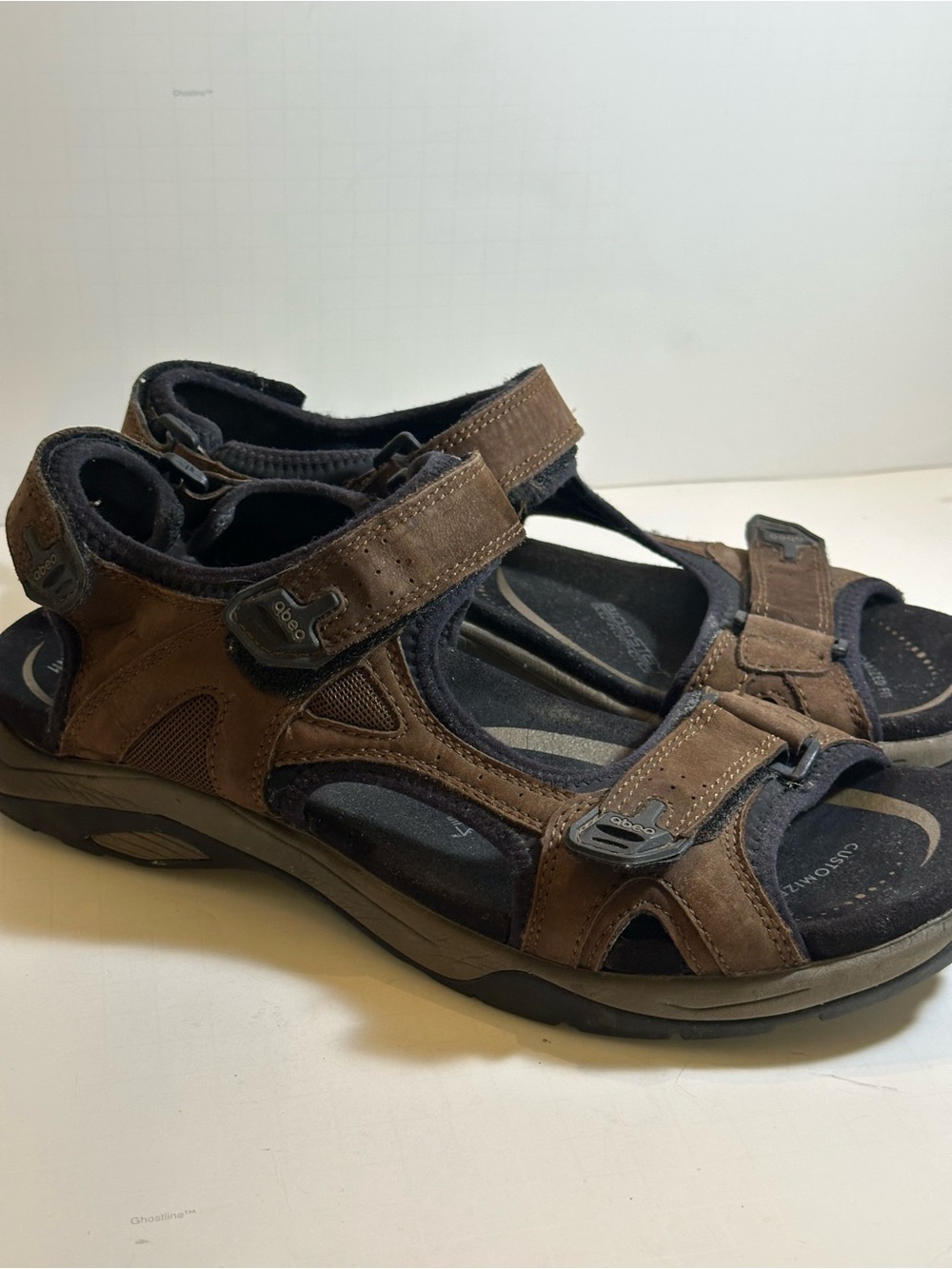 Abeo Brown Leather Comfort Sandals Mens 11 Orthopedic Walking - Picture 7 of 11